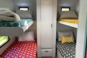 Inside Lauren's renovated camper