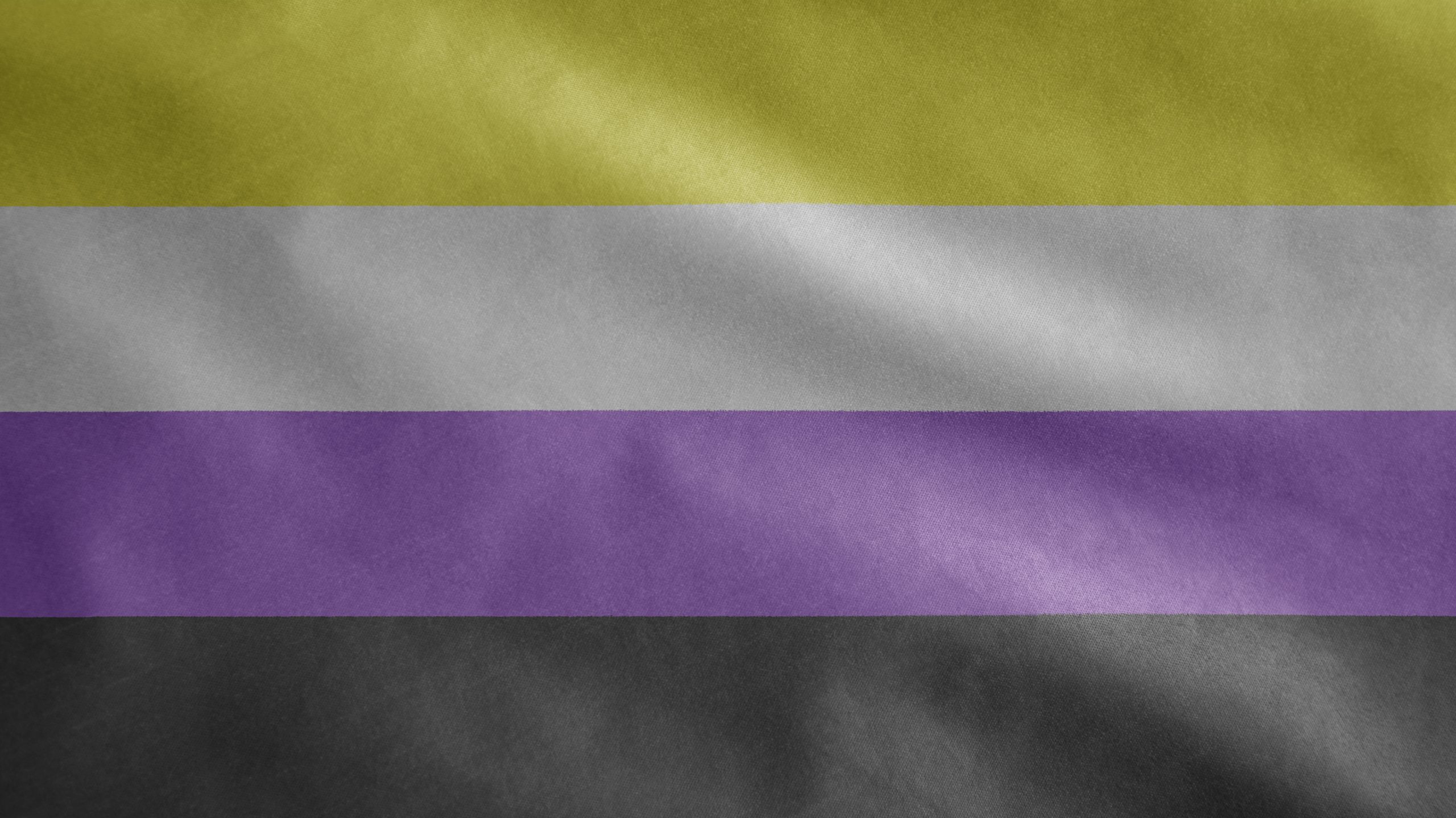 Nonbinary,Flag,Waving,In,The,Wind.,Close,Up,Of,Genderqueer