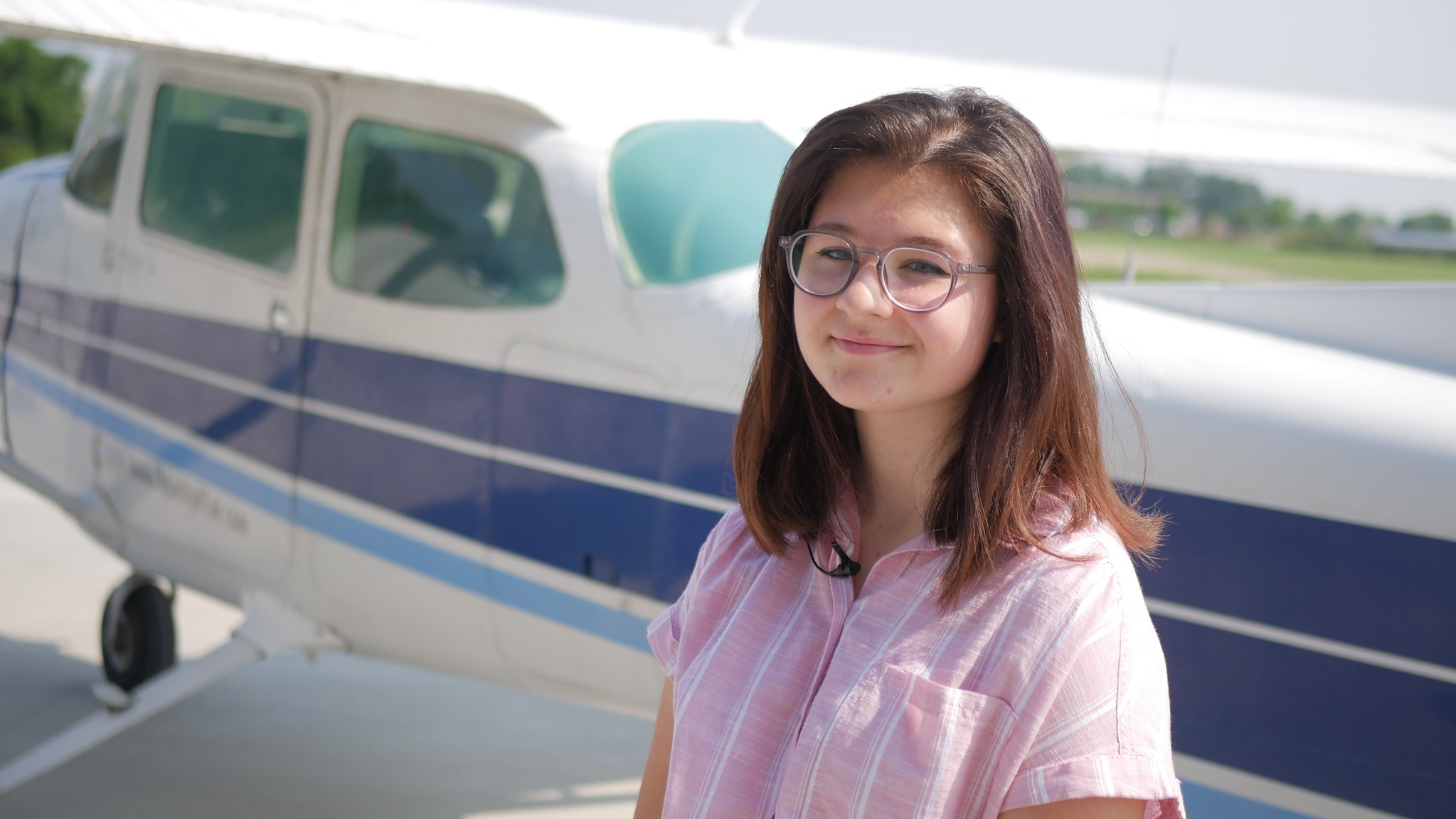 Student Katie Essex earned a scholarship to take part in the aviation training program 