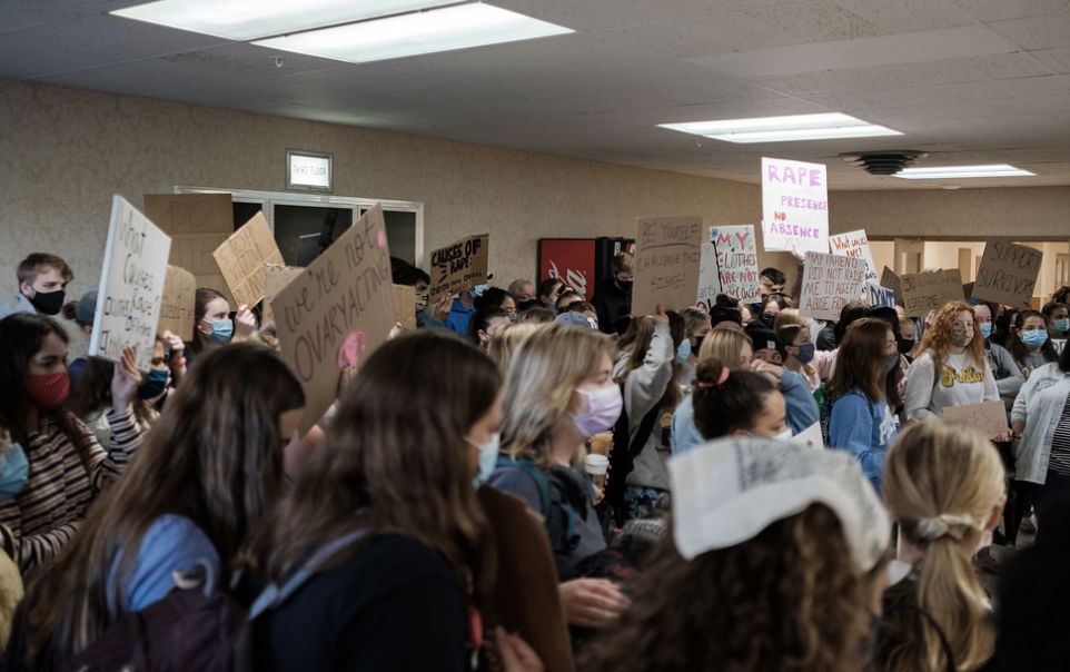 Students protesting at Purdue