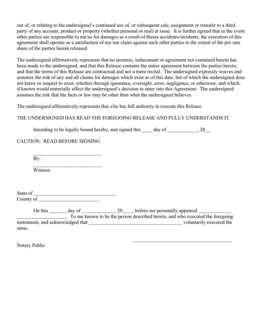 Release of All Claims form 2