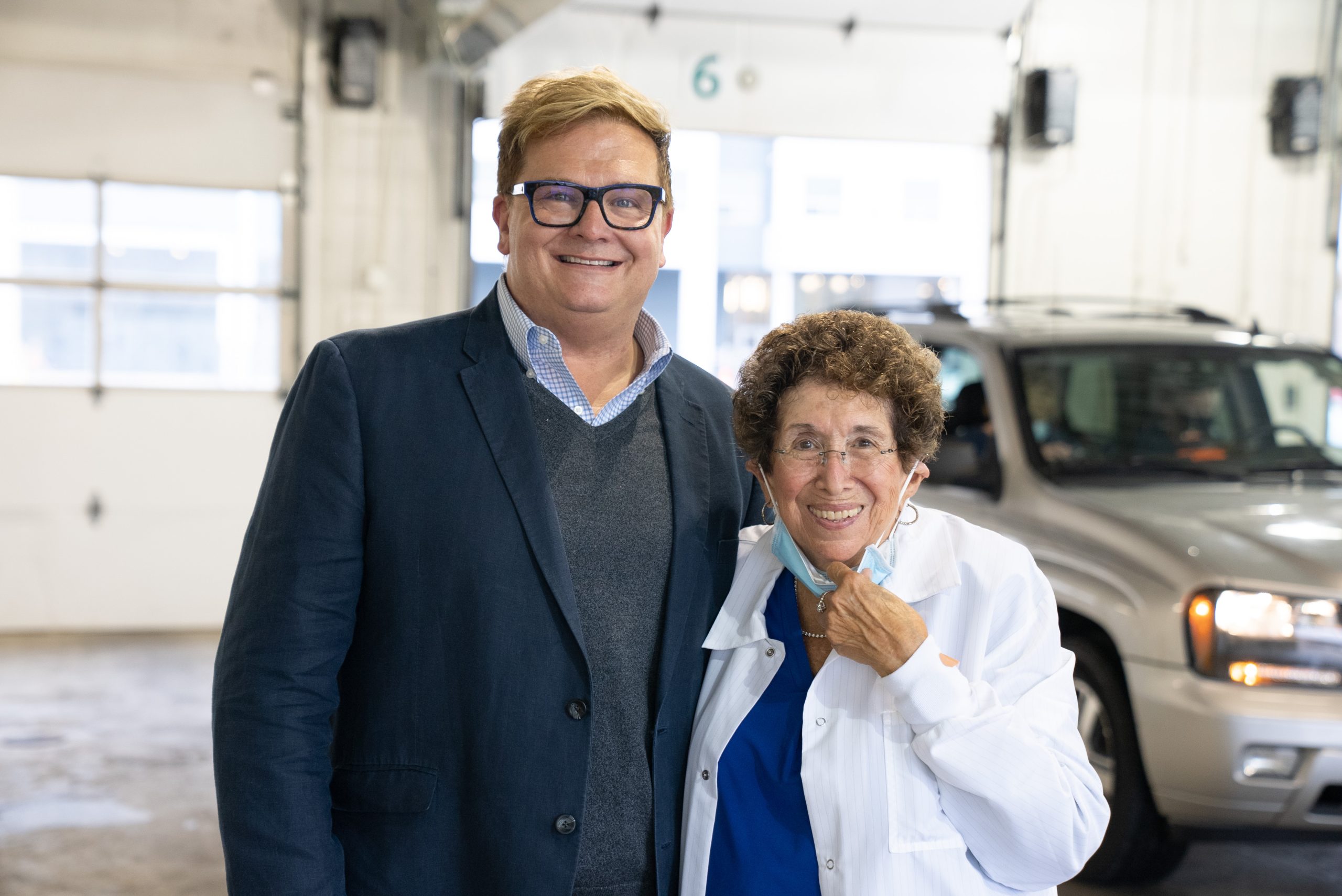 Bob Hoffman and Pat Munshaw pose for a photo at the clinic.