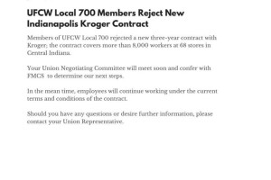 Union rejects Kroger Contract