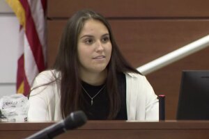 Danielle Gilbert, a former Marjory Stoneman Douglas High School student, testifies in court on July 18, 2022, for the sentencing trial of Nikolas Cruz.