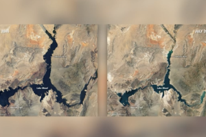 Lake Mead drought NASA satellite images 