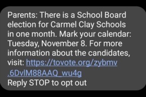 Text message received by Carmel voters