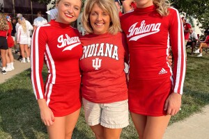 Bethe Beaver with two Indiana Elite cheerleaders