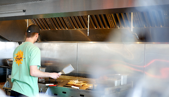 Frying up homestyle food 