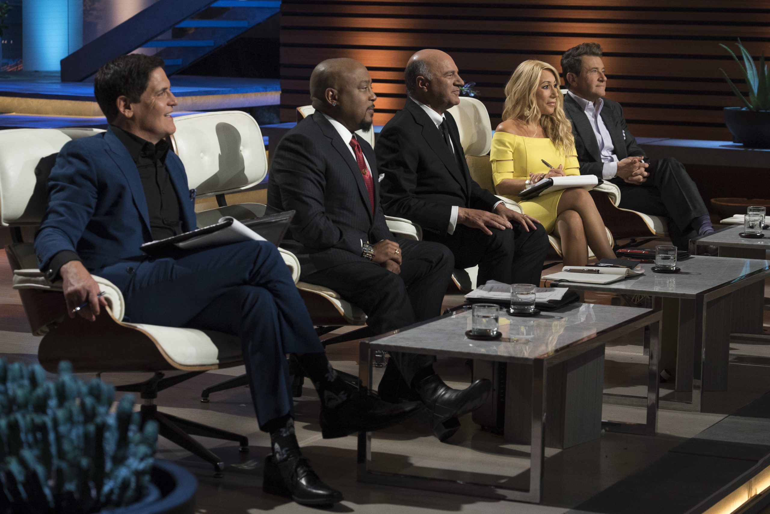 MARK CUBAN, DAYMOND JOHN, KEVIN O'LEARY, LORI GREINER, ROBERT HERJAVEC,