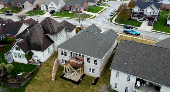 Aerial view of backyard 