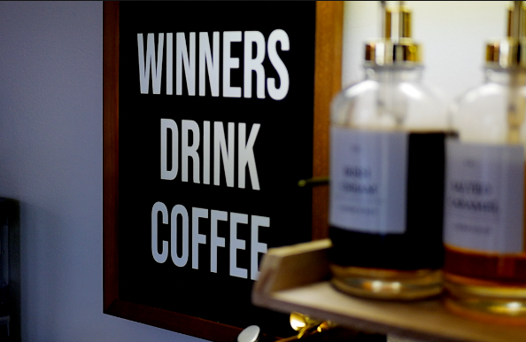 Winners drink coffee