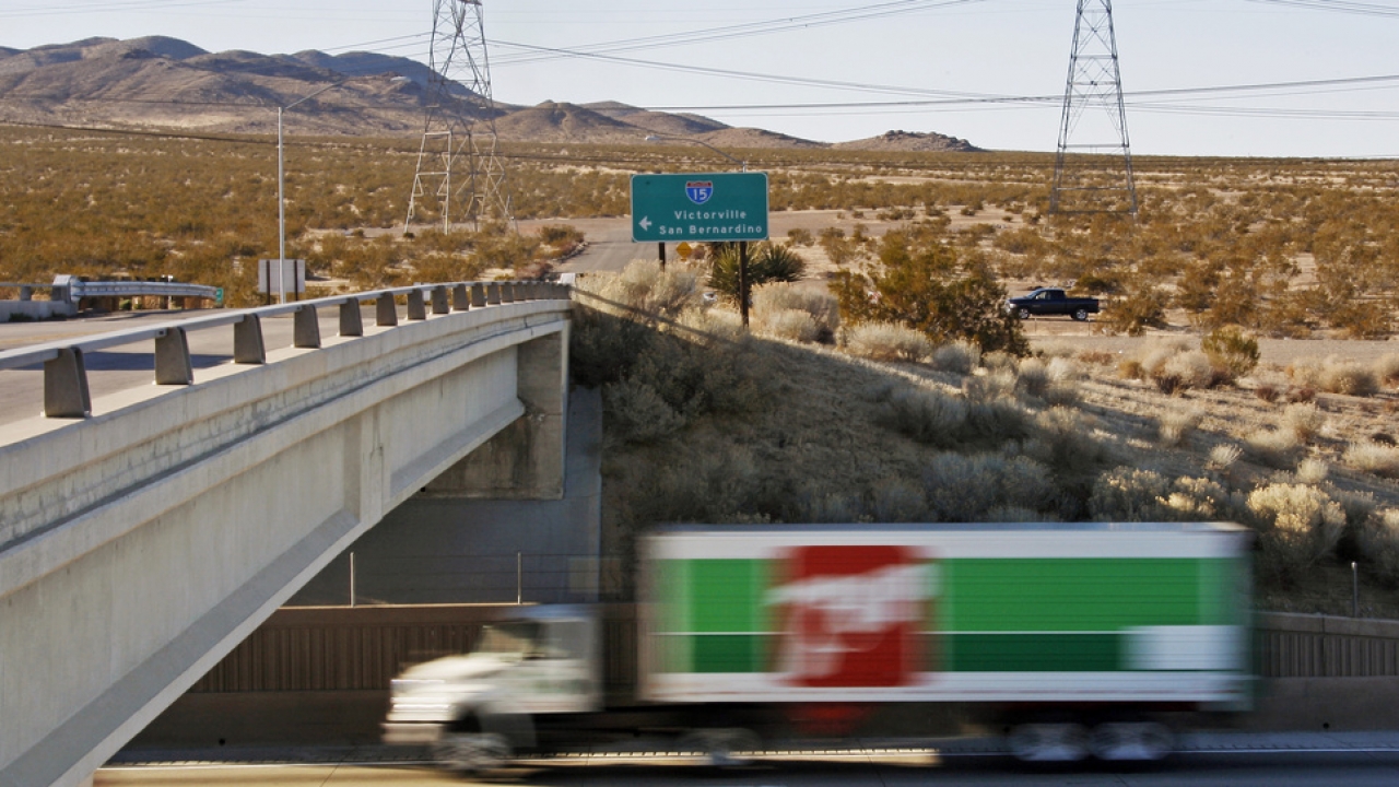 The site of a proposed station for a high-speed rail line to Las Vegas is shown.