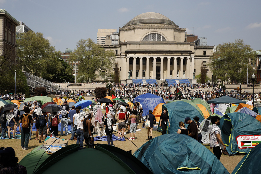Student protesters on the Columbia University campus.