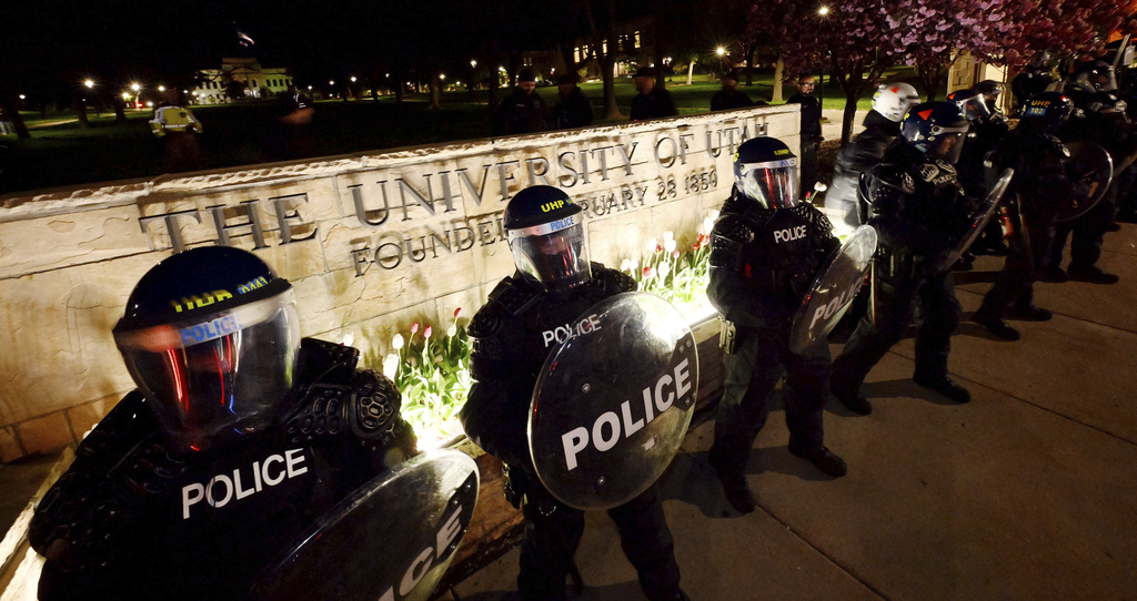 Police at the University of Utah in Salt Lake City.
