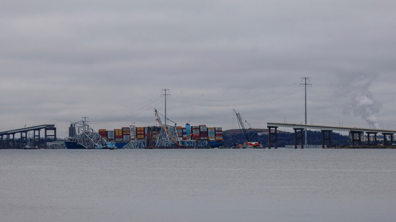 The collapsed Francis Scott Key bridge in Baltimore