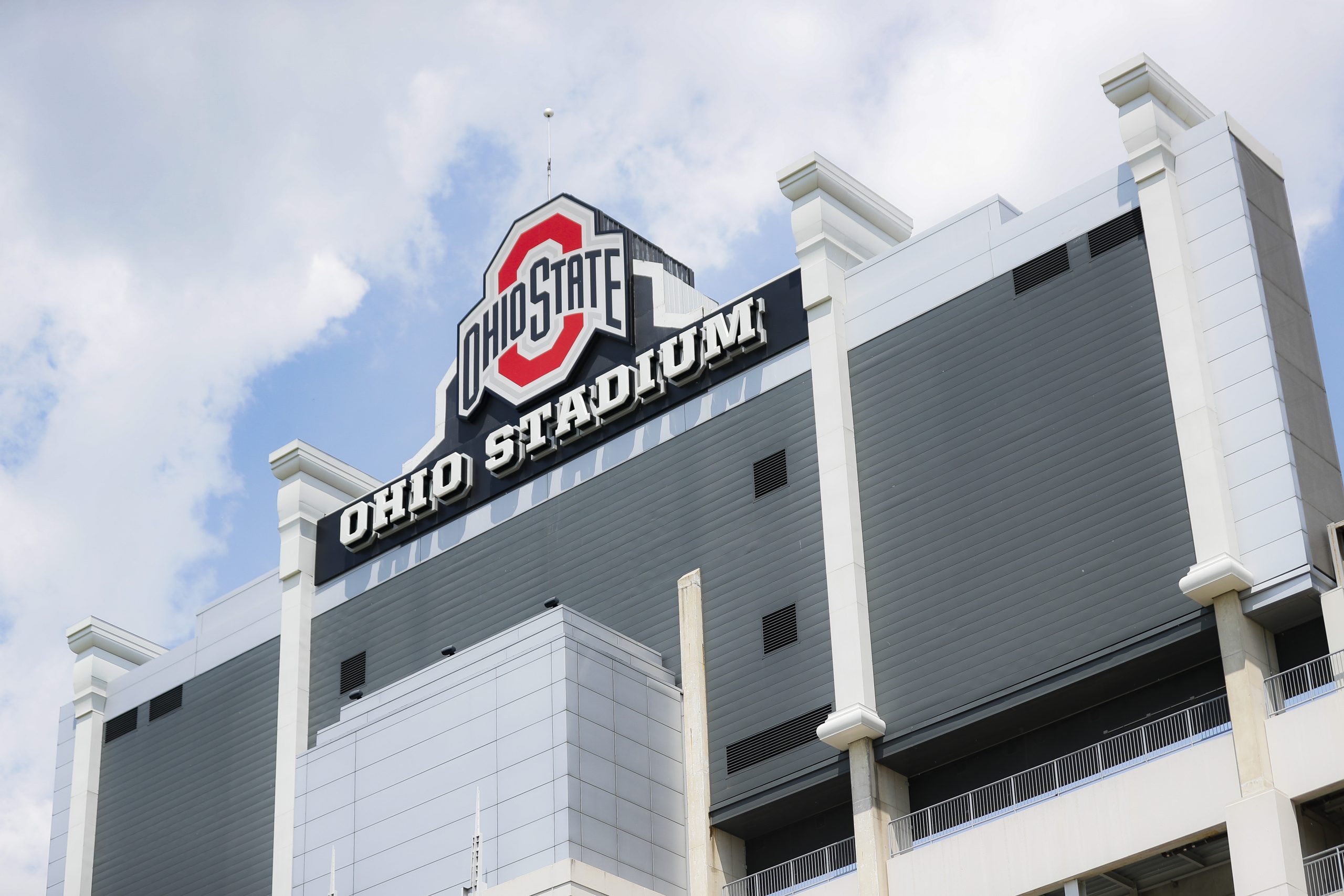 The Ohio State University logo seen at Ohio Stadium.