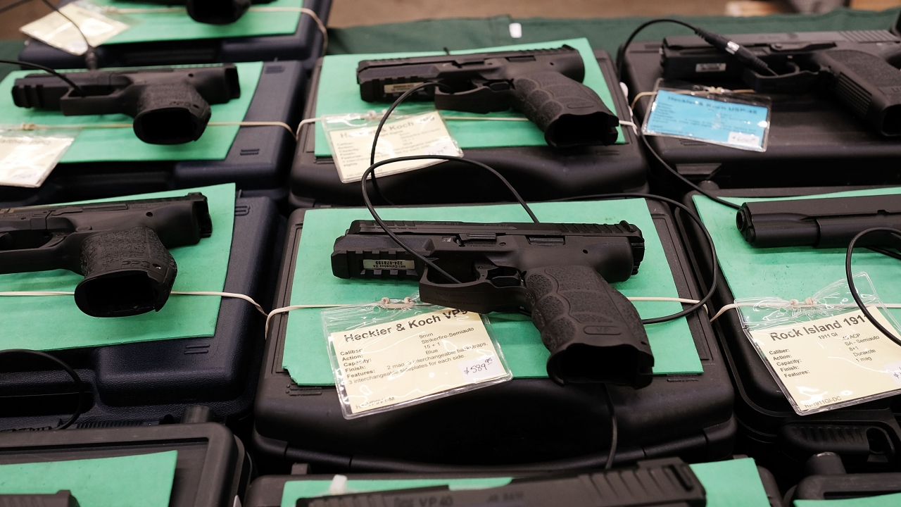 Guns on display at a Texas gun show