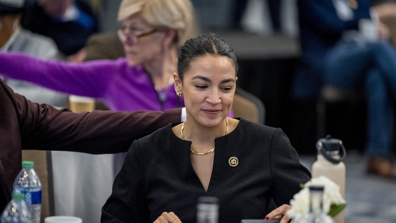 Rep. Alexandria Ocasio-Cortez, D-N.Y., attends the House Democratic Caucus Issues Conference.