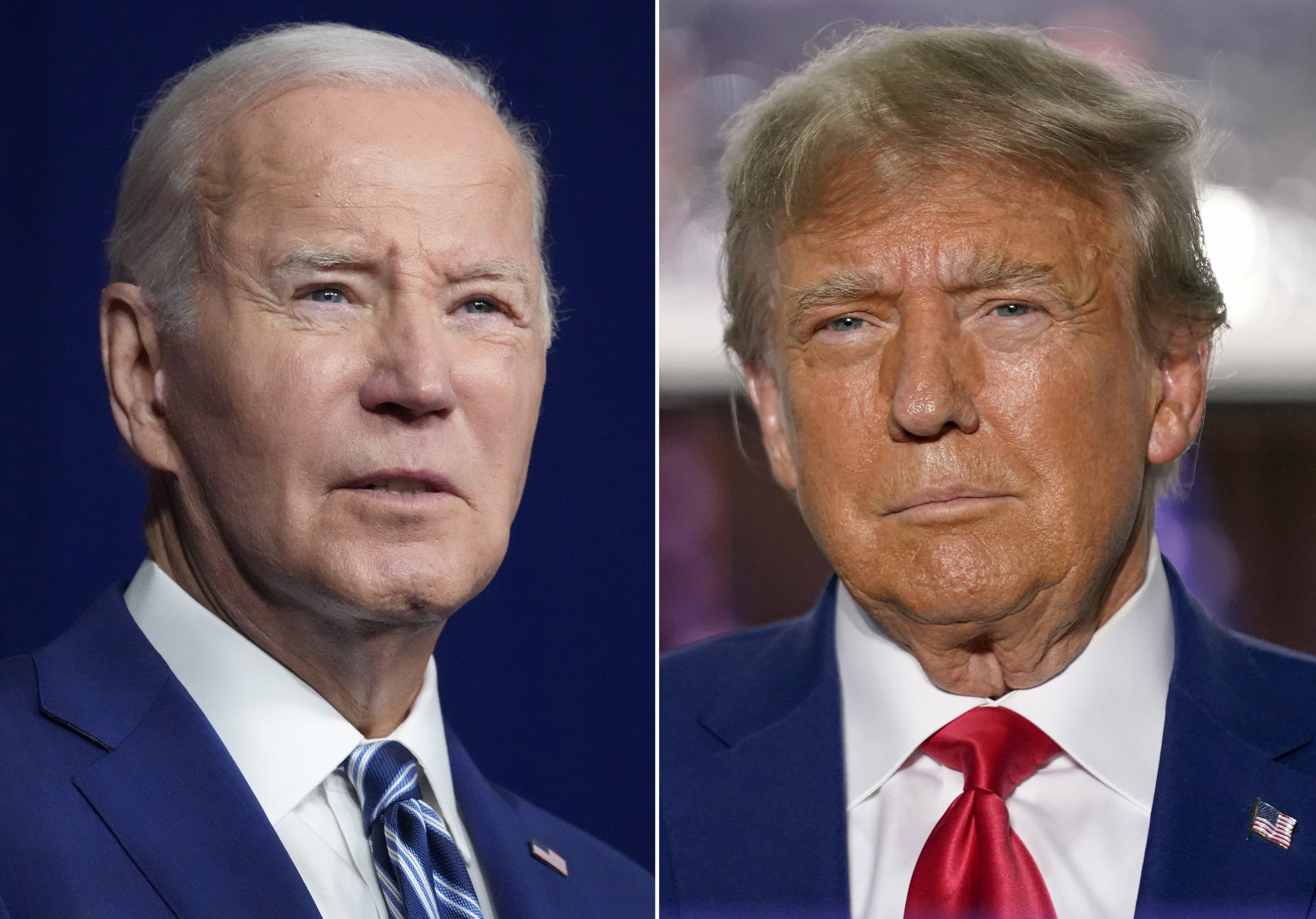 This combination of photos shows President Joe Biden, left, and former President Donald Trump.
