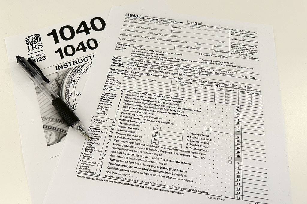 An Internal Revenue Service 2023 1040 tax form