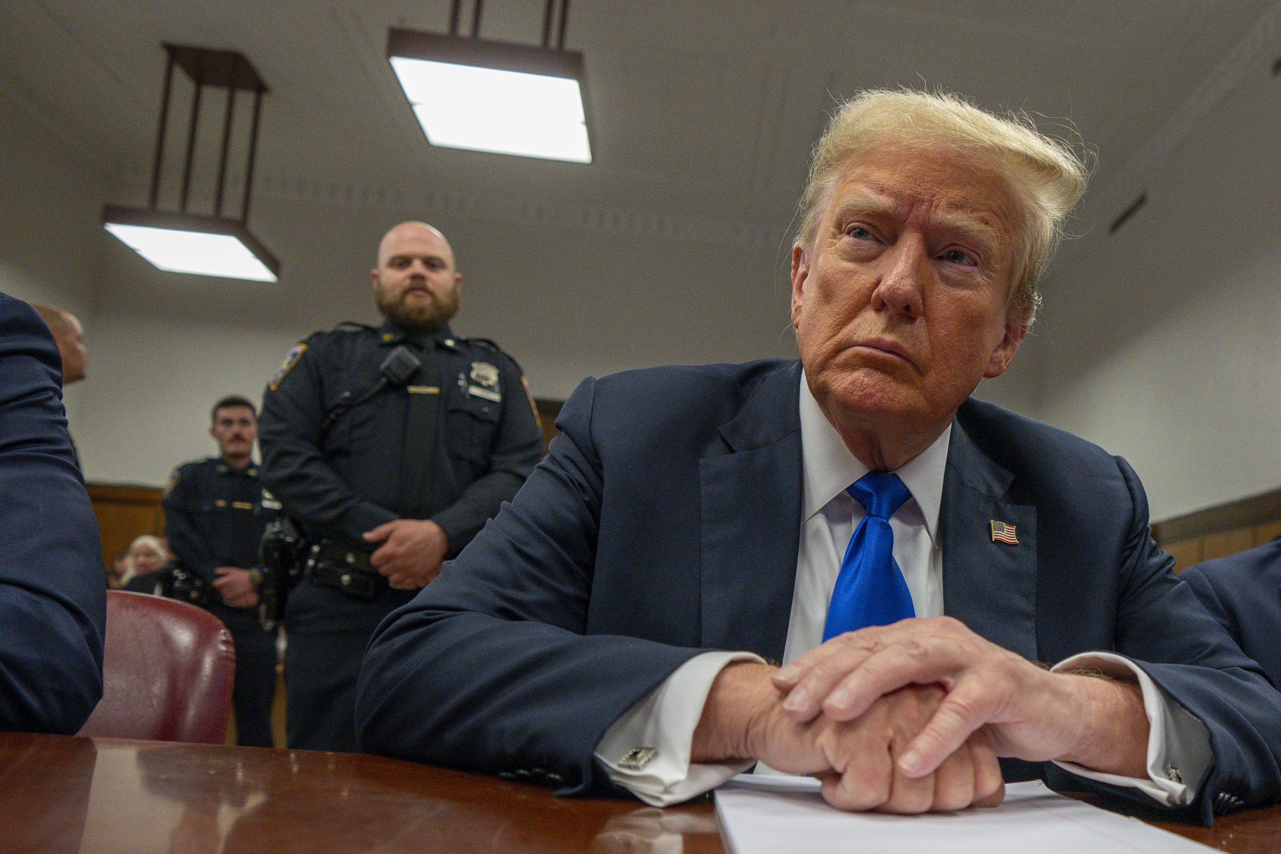 Former President Donald Trump appears at Manhattan criminal court.