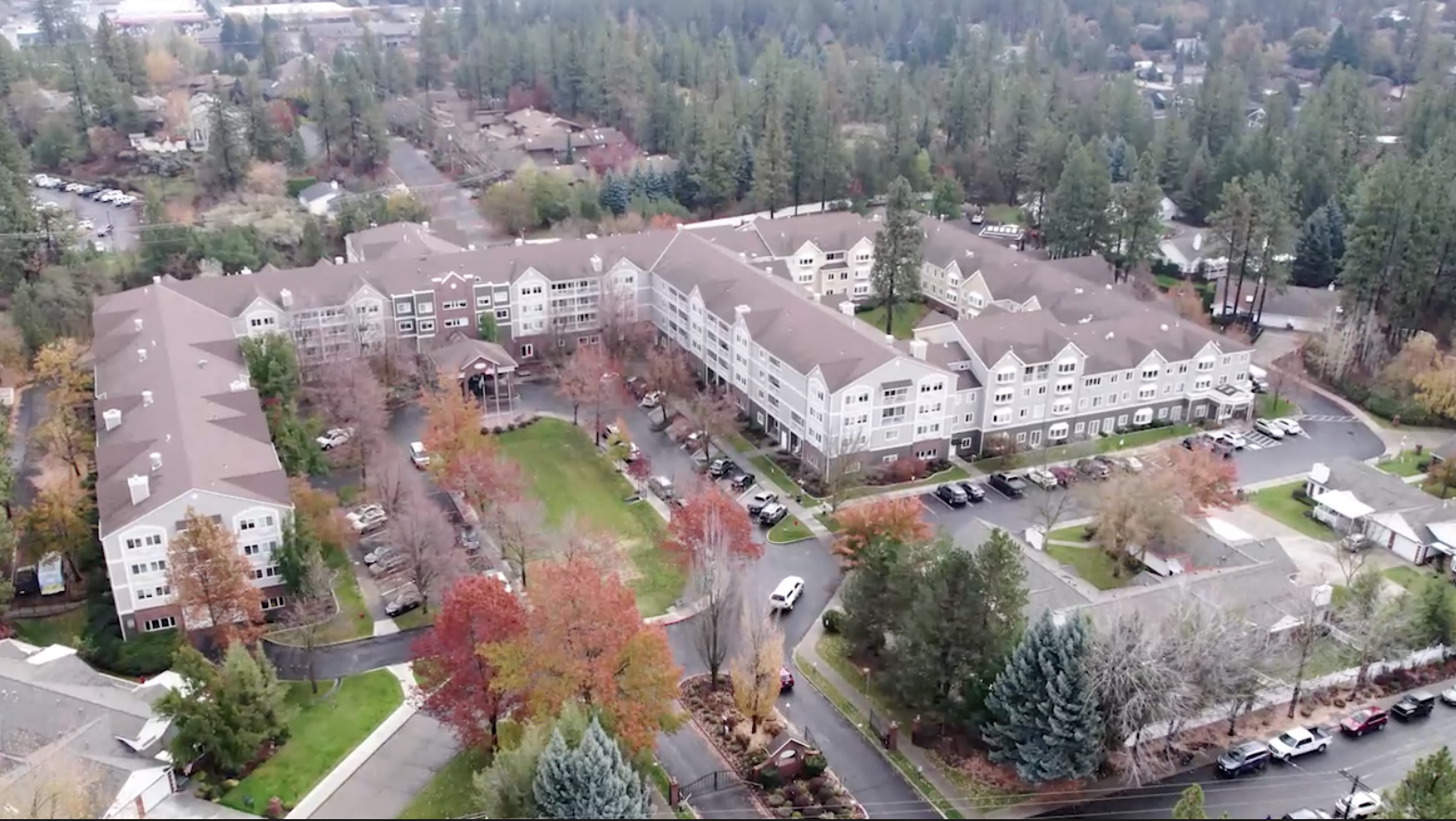 Aerial view of Touchmark on South Hill nursing home in Spokane, Washington.