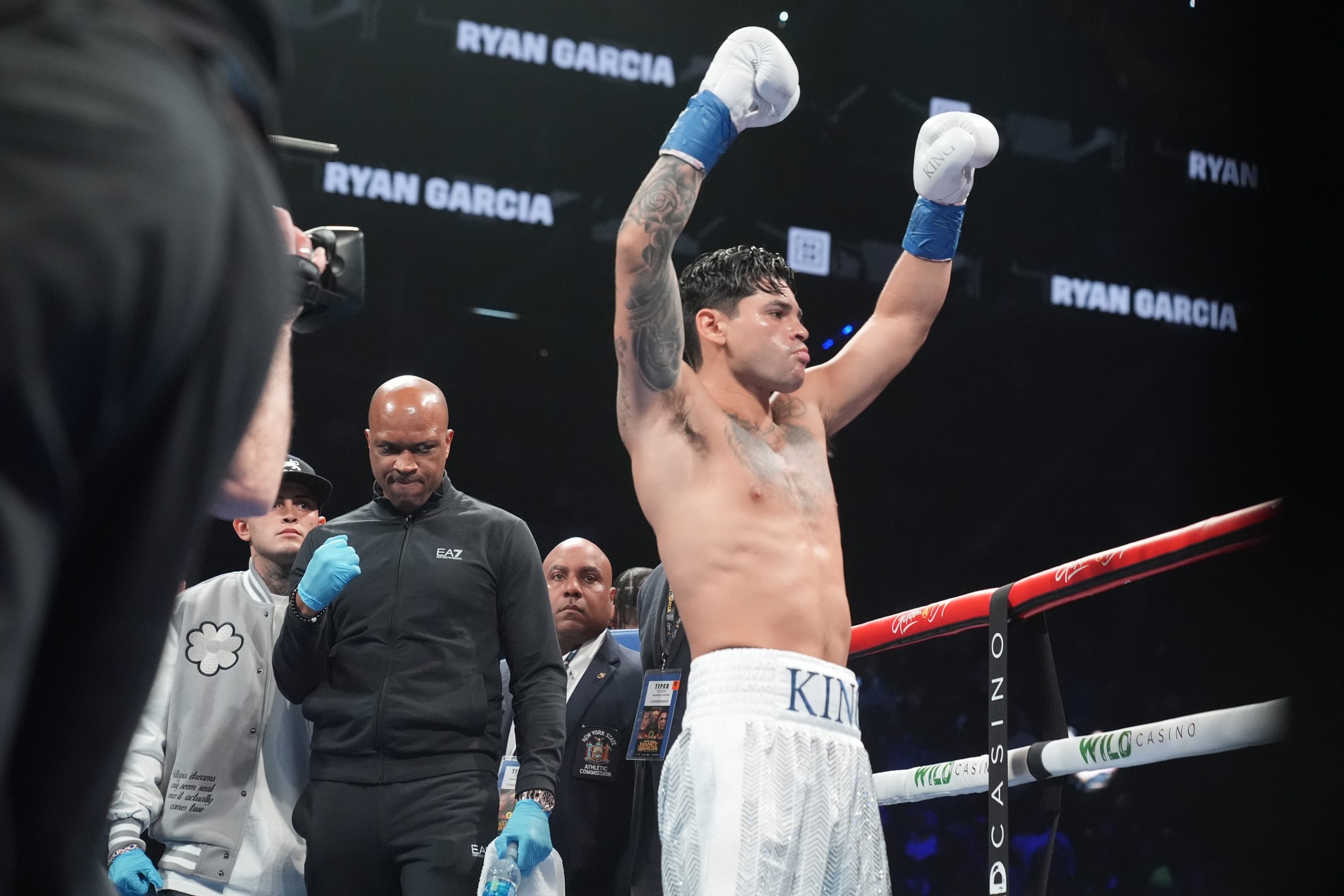 Ryan Garcia is introduced before a super lightweight boxing match against Devin Haney.