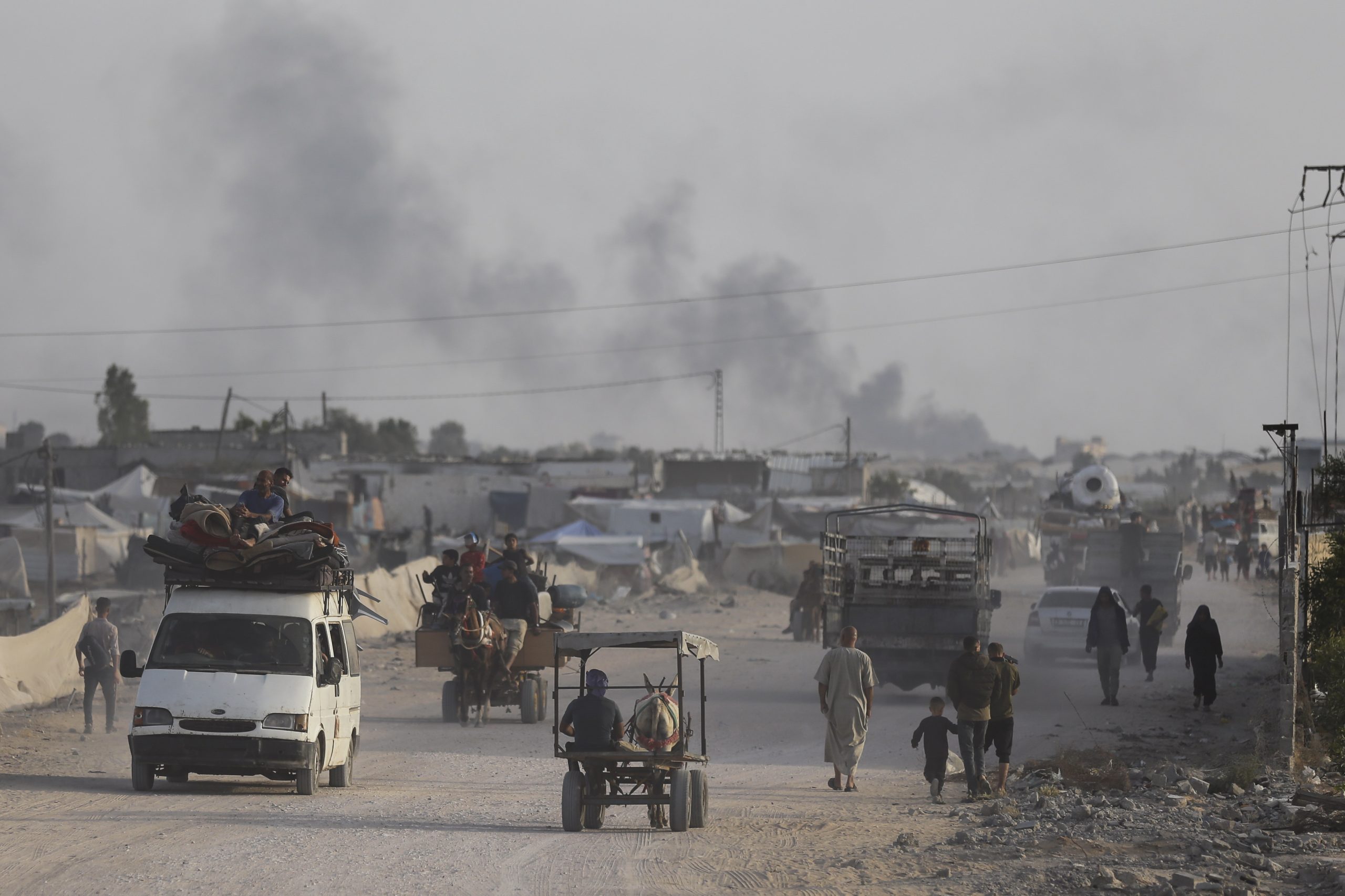 Palestinians flee from the southern Gaza city of Rafah during an Israeli ground and air offensive.