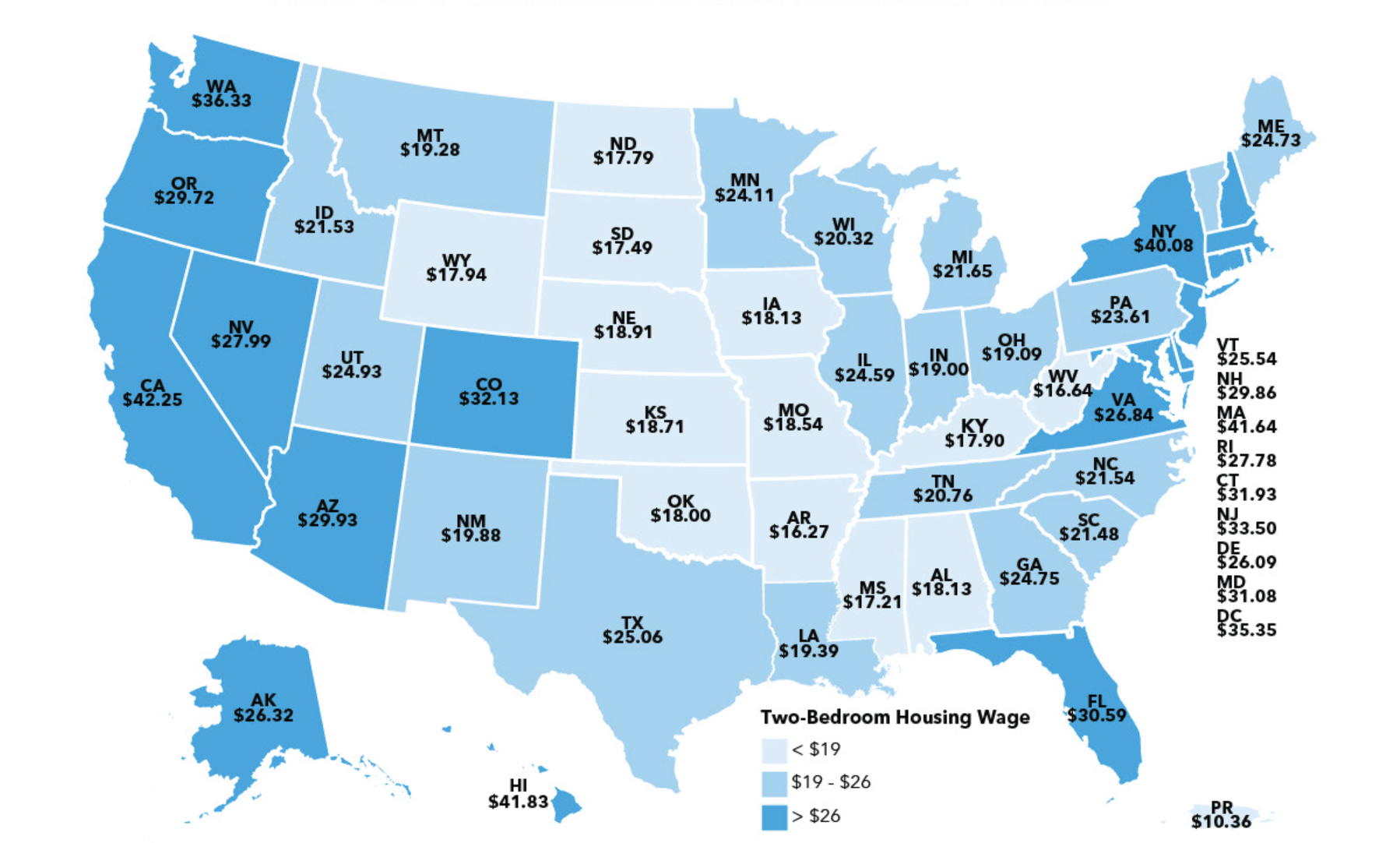 This map shows how much you have to earn to afford rent in every state.