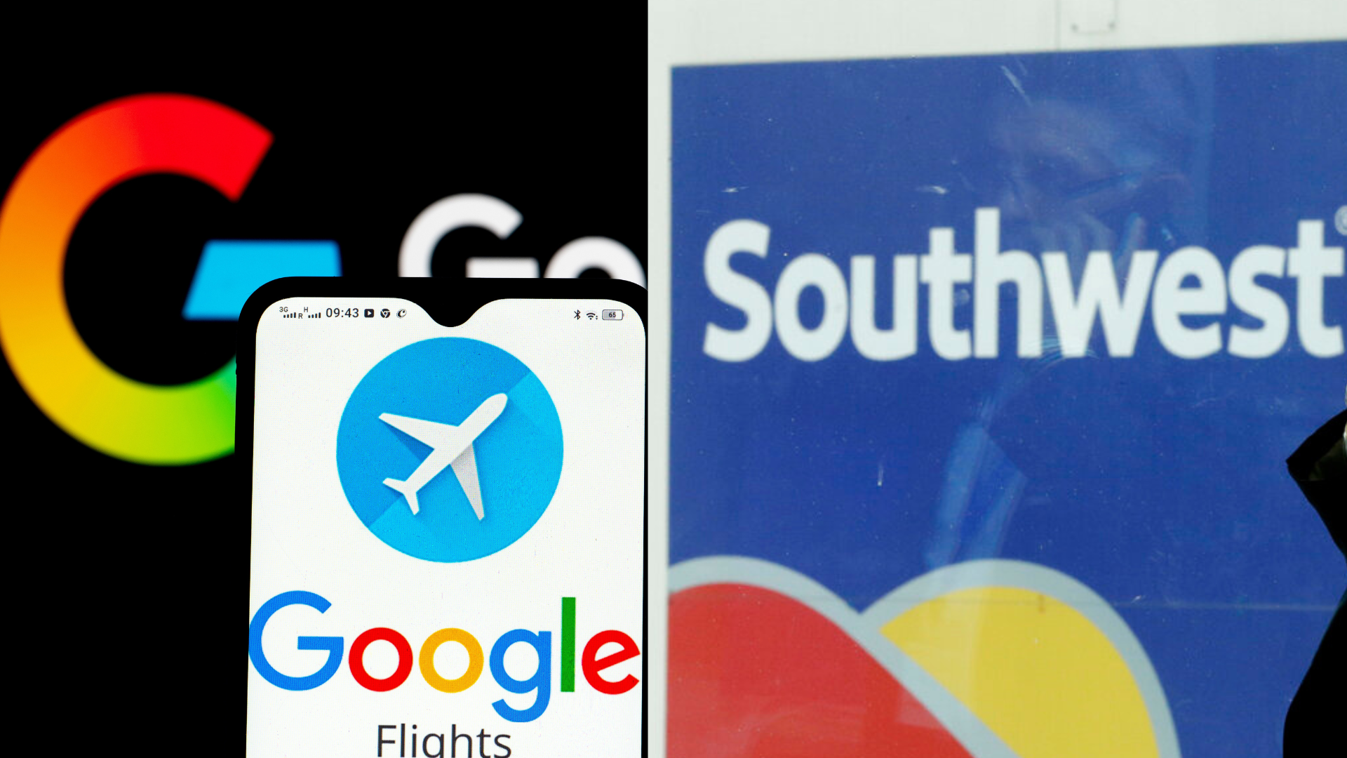 Google Flights and Southwest airlines logos