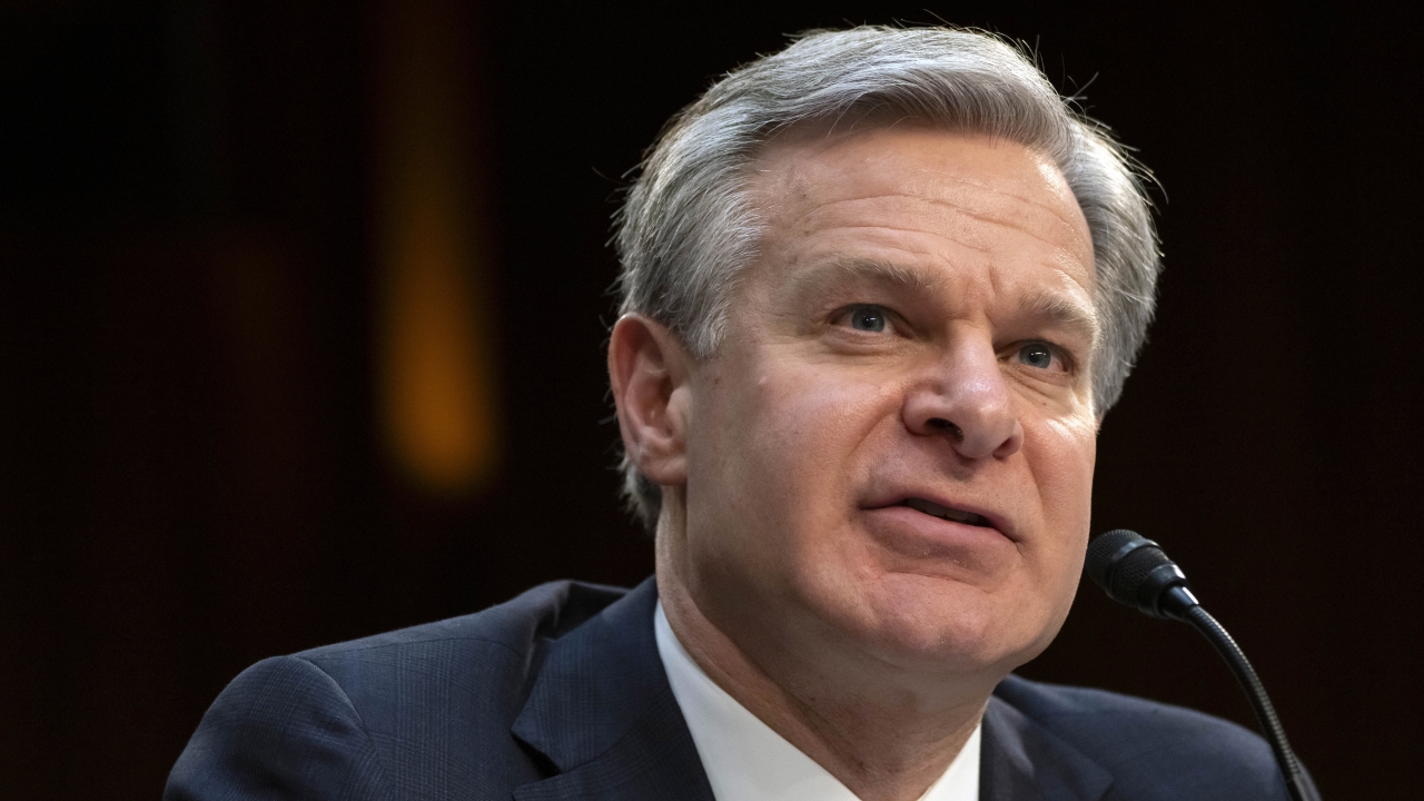 FBI Director Christopher Wray speaks during a hearing of the Senate Intelligence Committee on Capitol Hill