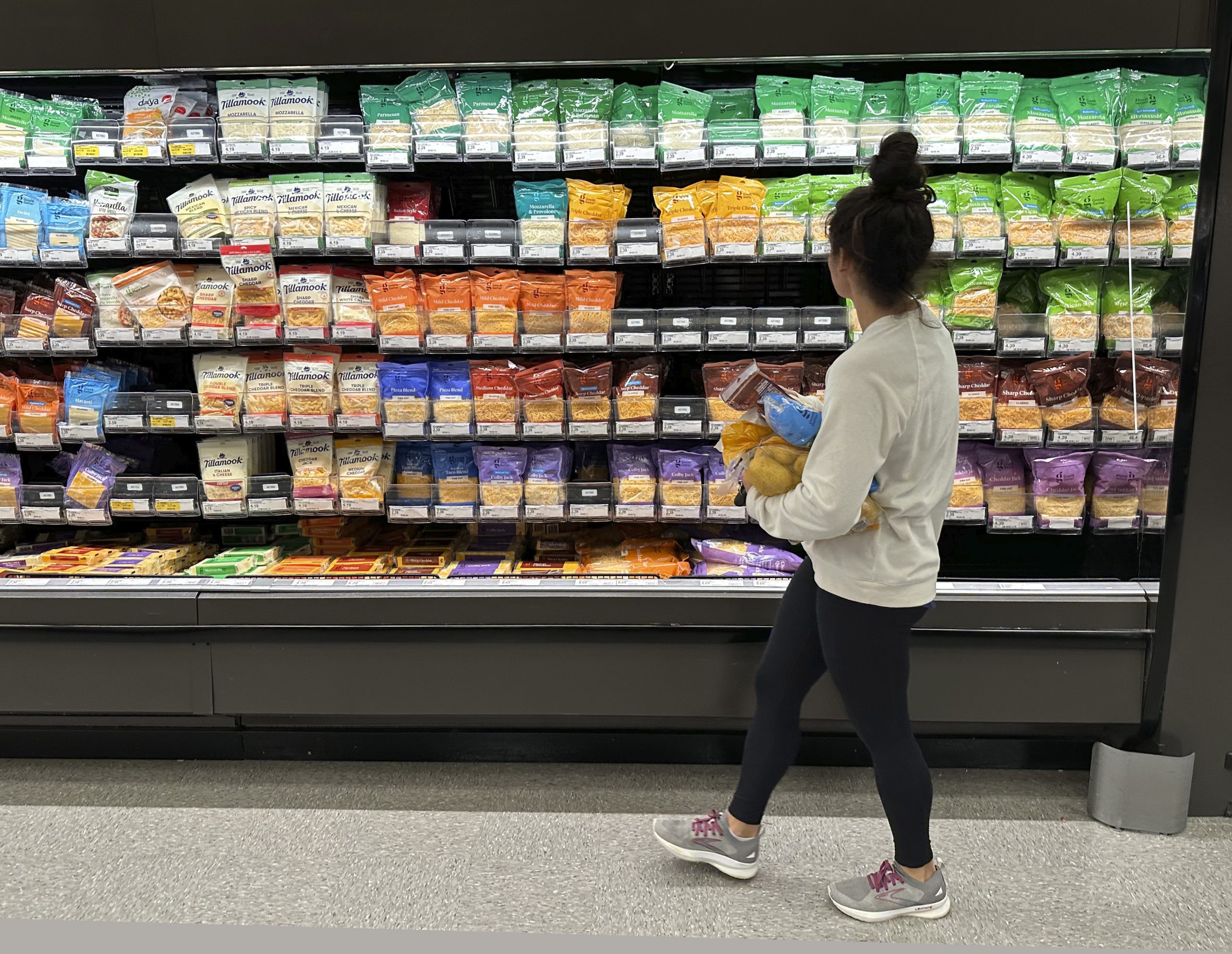 A person shops for groceries.