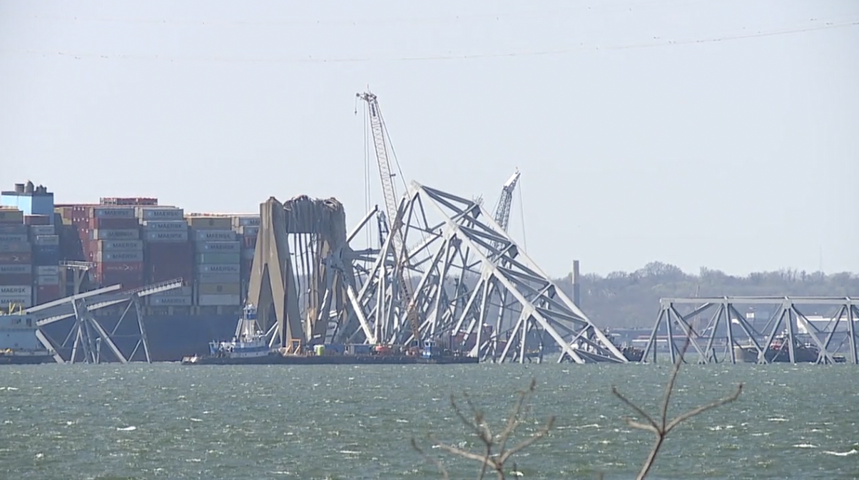 Site of the Key Bridge collapse in Baltimore.