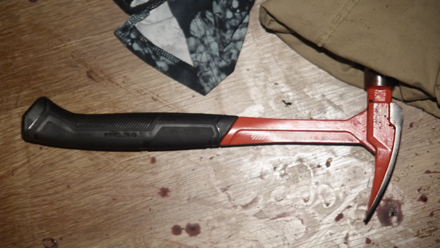 The hammer Kang allegedly used to assault the fellow gamer is shown.