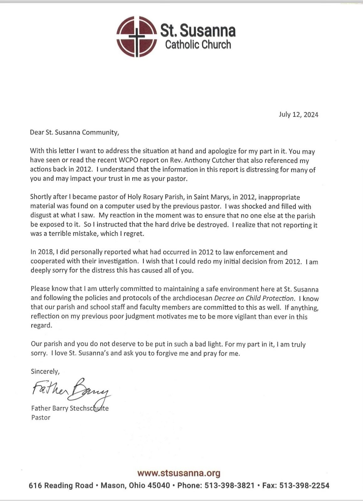 Father Barry letter