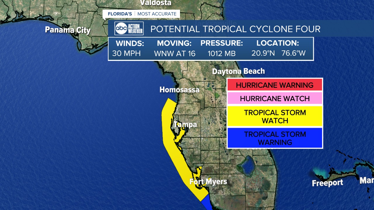 Potential Tropical Cyclone 4 Watches and Warnings 8/2