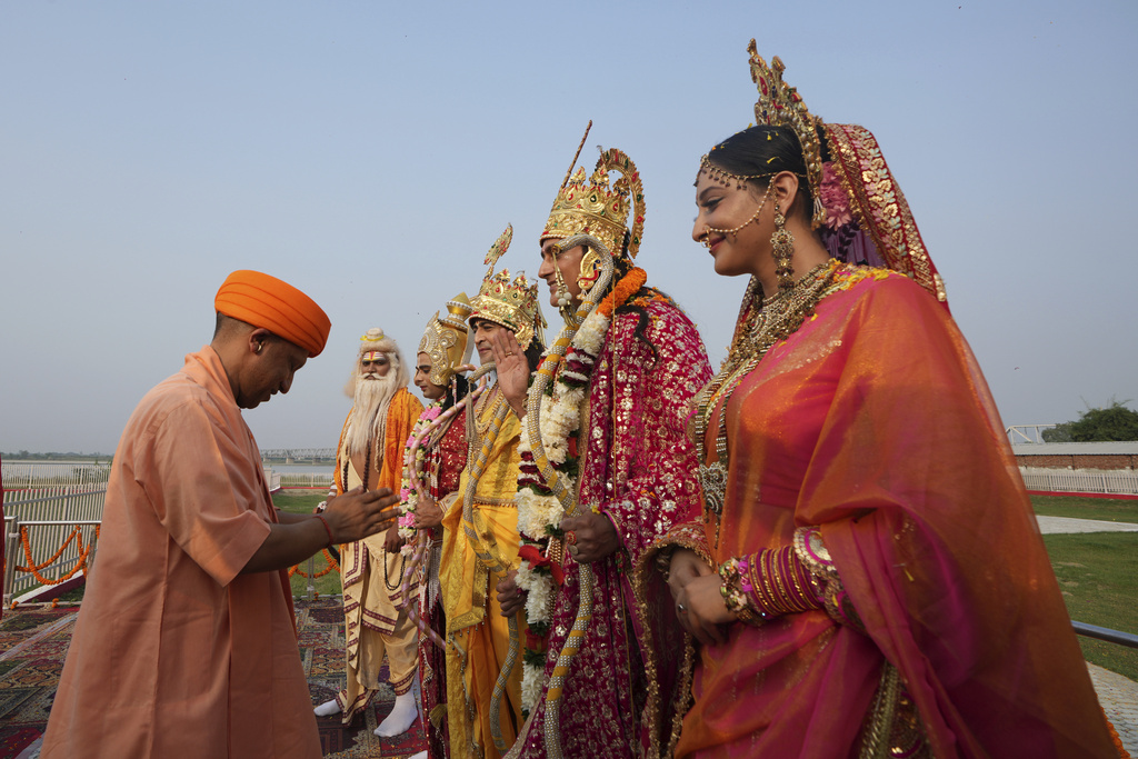 Celebrations on the eve of Diwali, in Ayodhya, India.