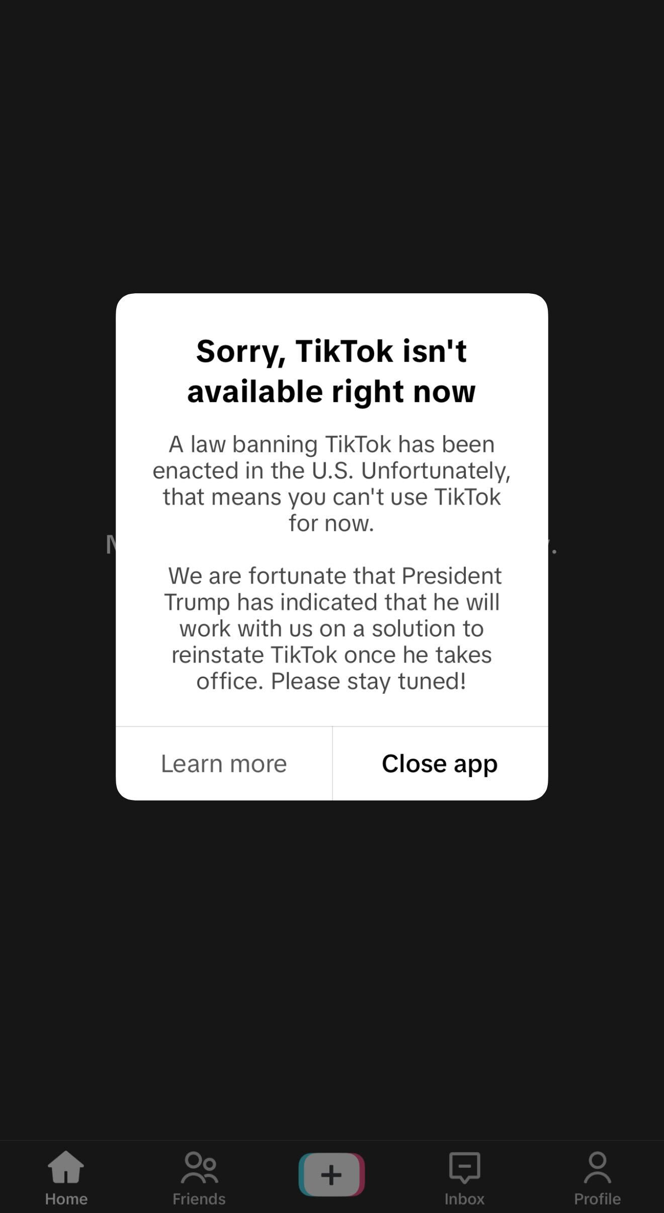 A screenshot of a message from TikTok.