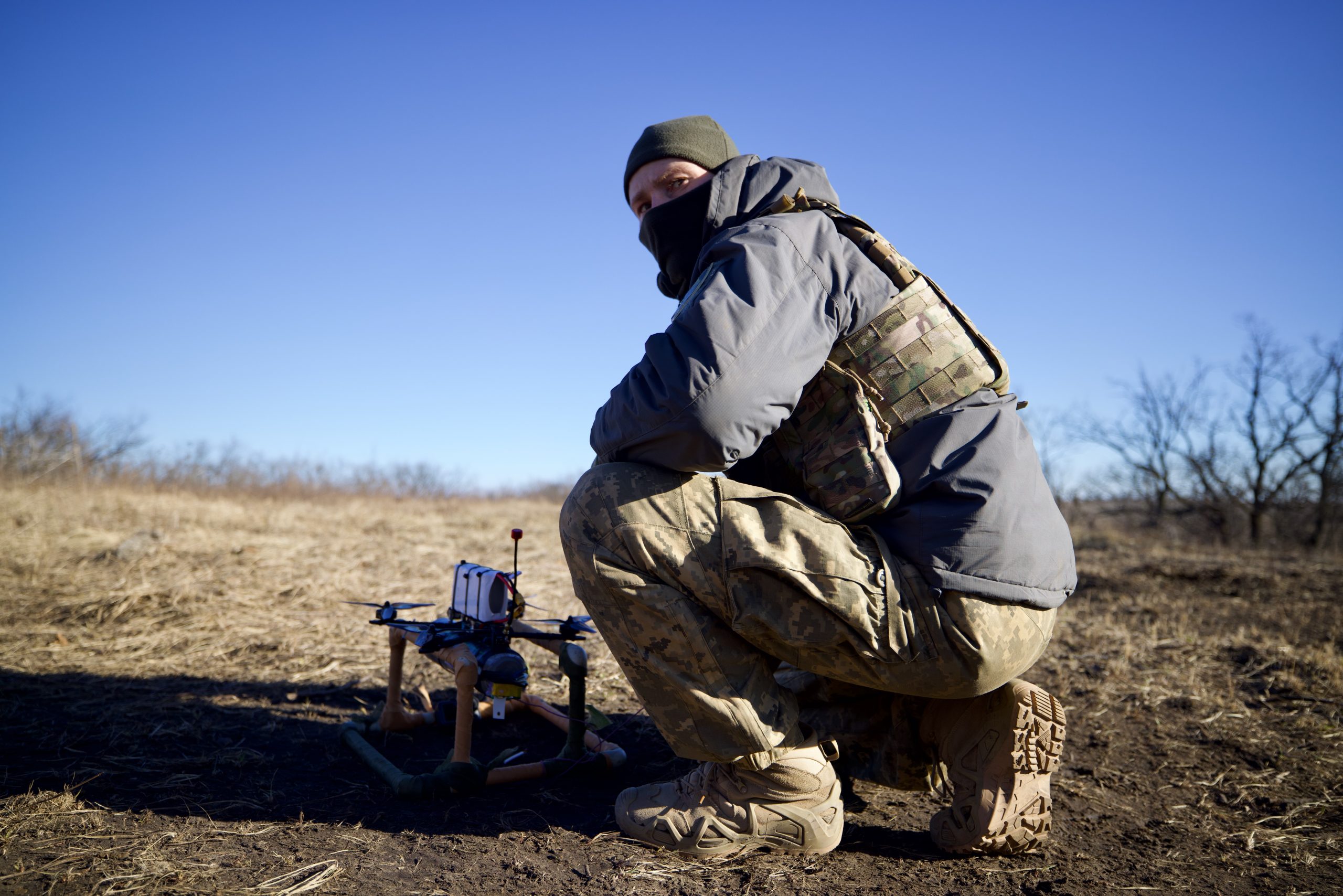 Drones being prepared for launching.