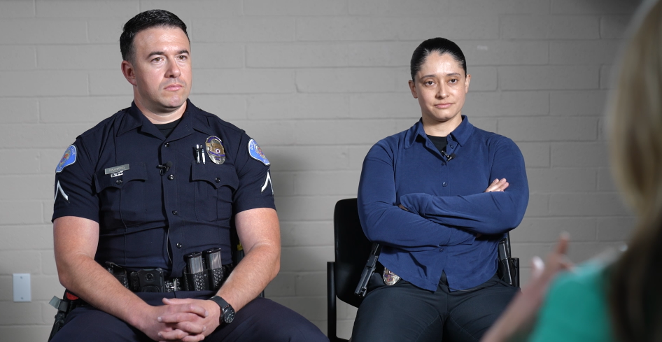 Garden Grove Officer Ryan Richmond and Detective Sindy Orozco