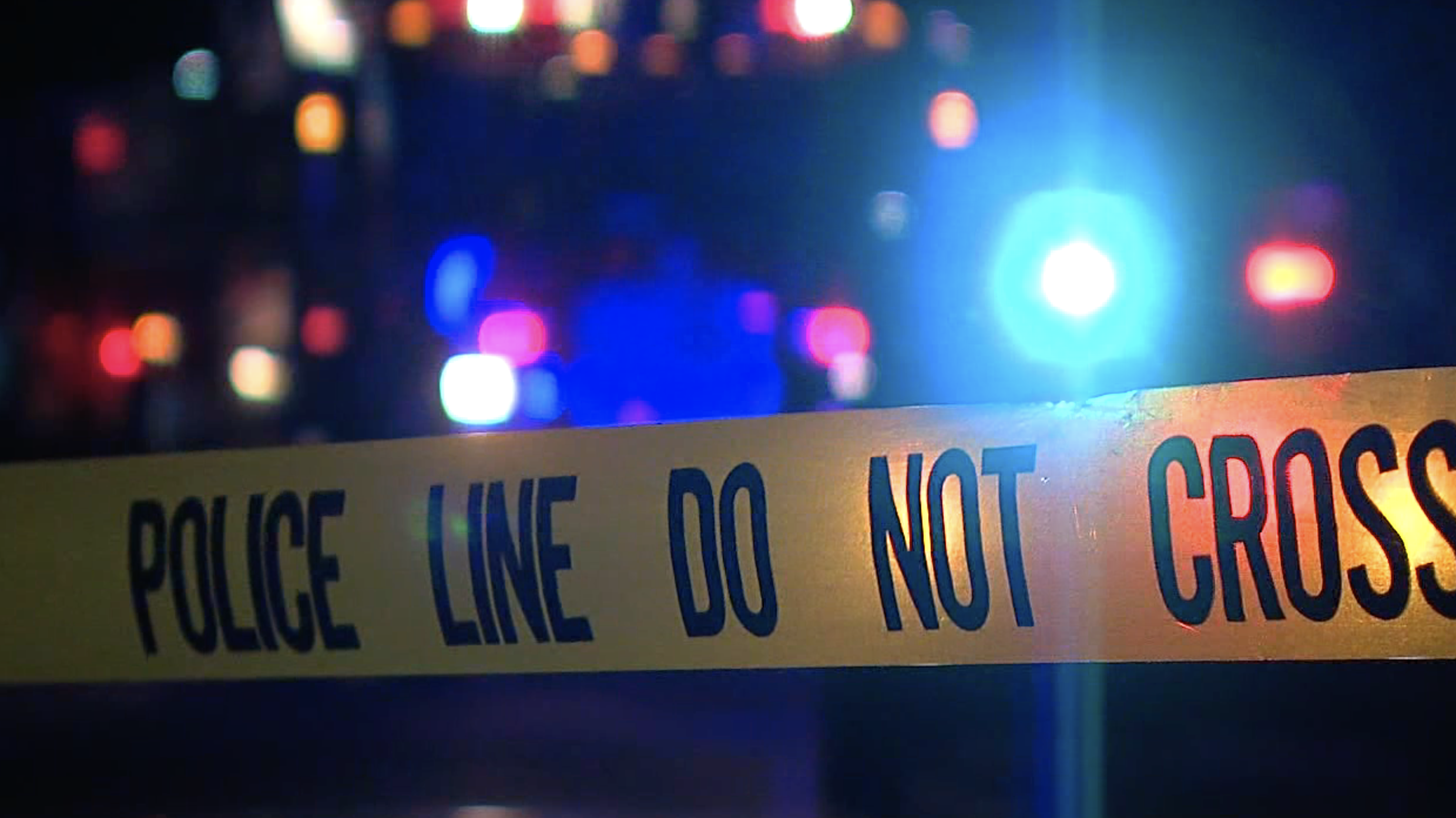 Police line and flashing lights