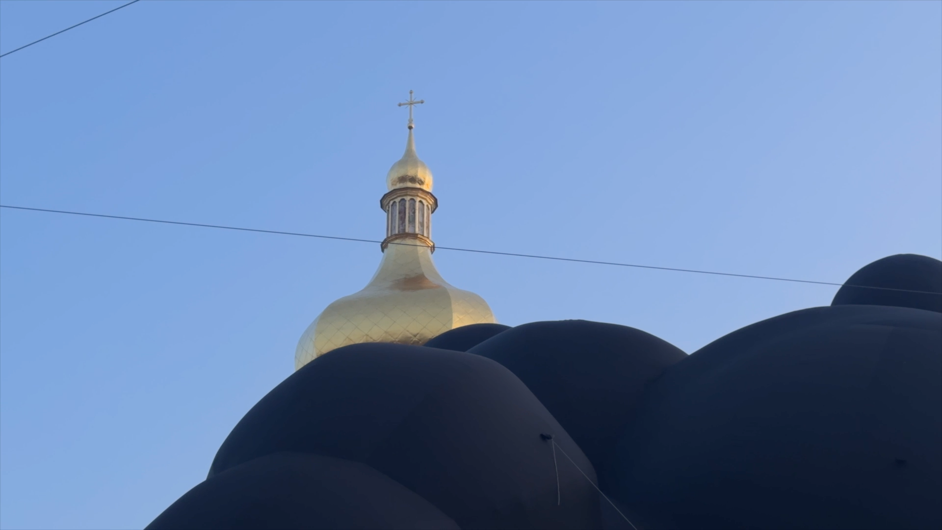 The "Black Cloud" art installation in Ukraine.