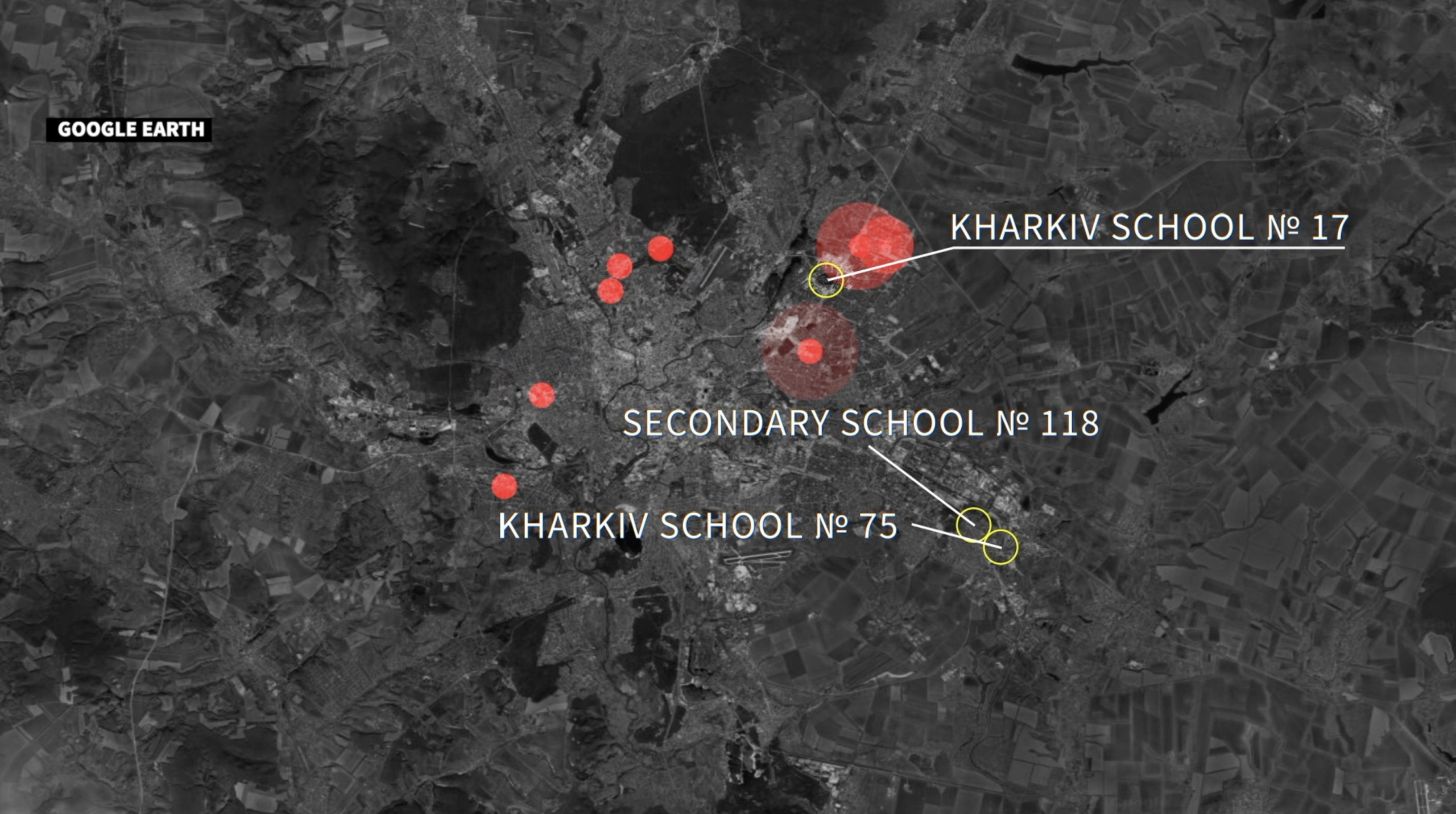 Several schools around Kharkiv were targeted