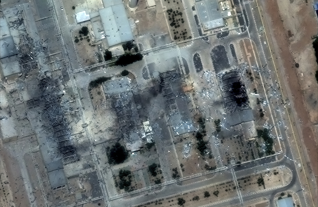 This satellite image shows a close view of the Isfahan nuclear technology in Iran after U.S. strikes.