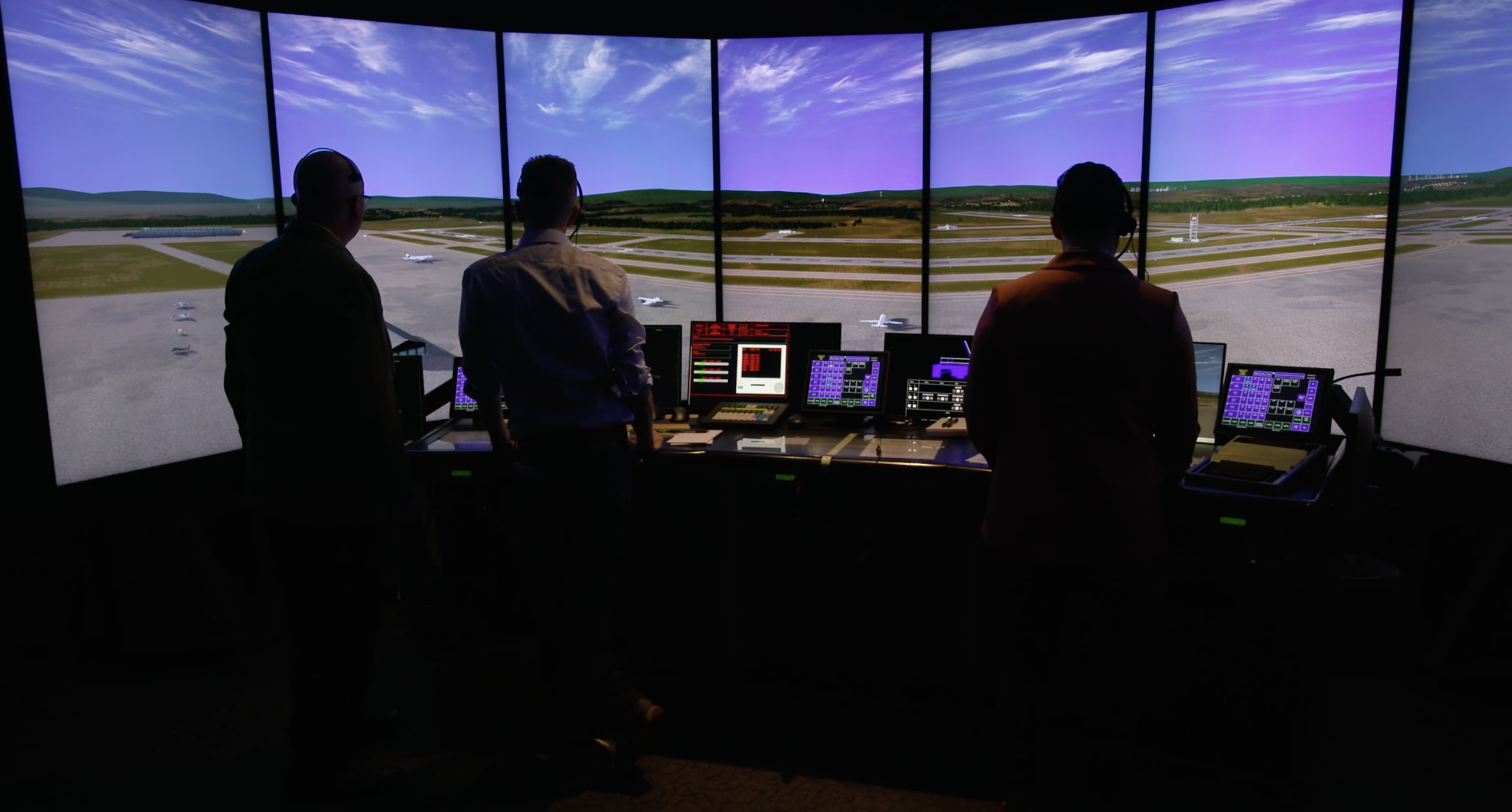Scripps News' Patrick Terpstra participates in an FAA air traffic controller training session.