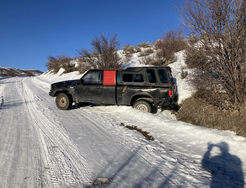 A Rio Blanco Sheriff’s Office photo shows the truck used to ram the gates at Bloomberg’s ranch in 2022.